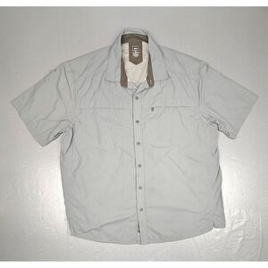 REI Fishing Shirt Mens XL Gray Short Sleeve Vented Back Button Up Hiking Outdoor